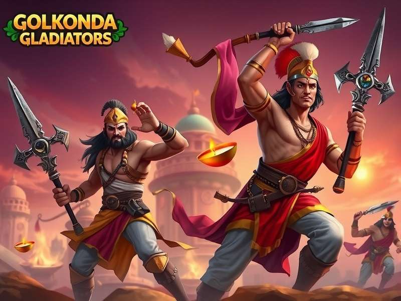 Golkonda Gladiators game artwork featuring Indian warriors